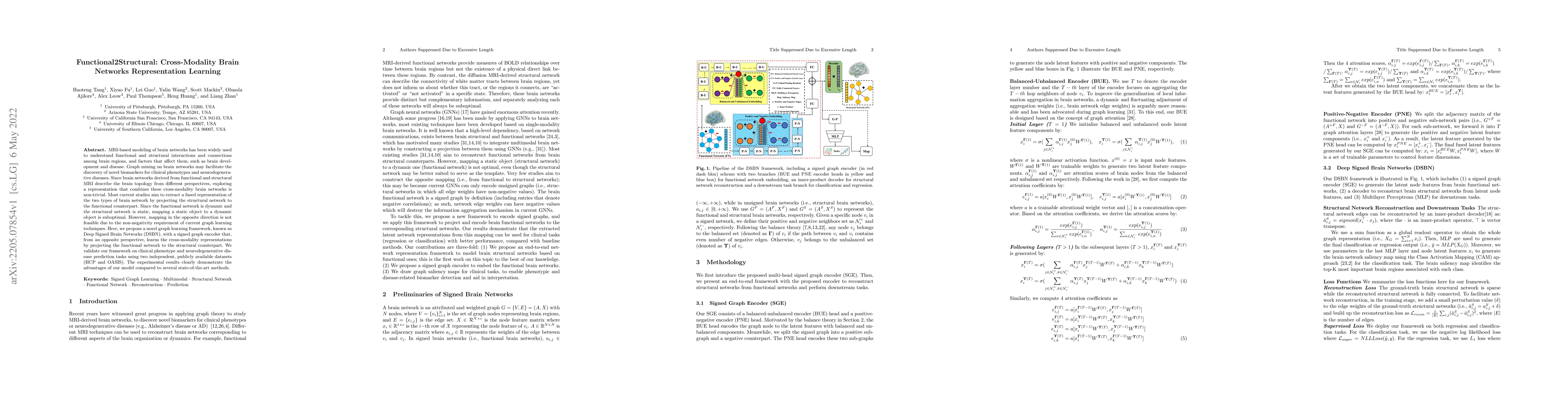 Thumbnail for Functional2Structural: Cross-Modality Brain Networks Representation
  Learning