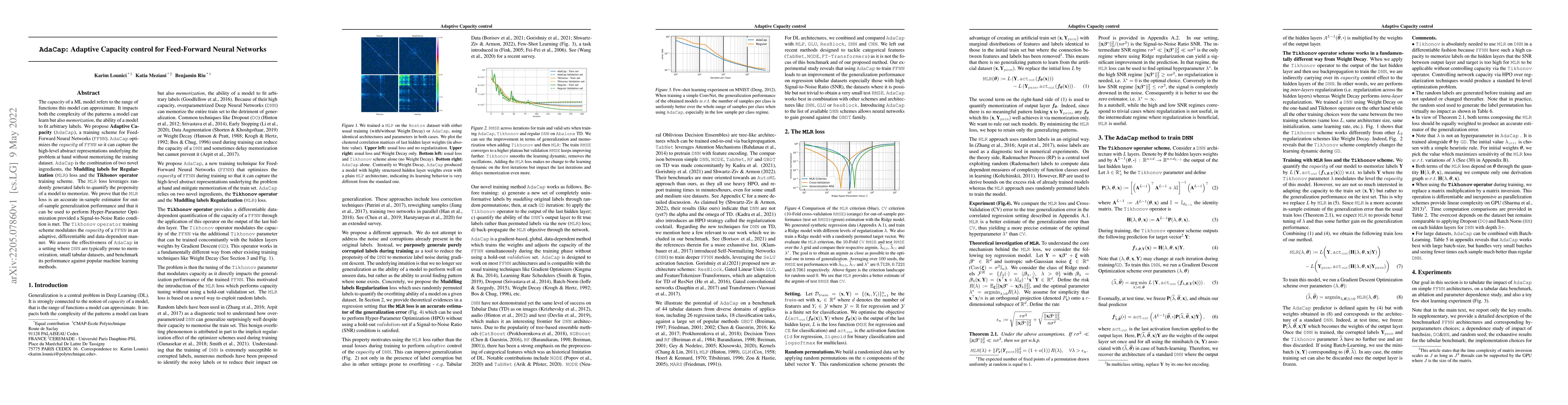 Thumbnail for AdaCap: Adaptive Capacity control for Feed-Forward Neural Networks