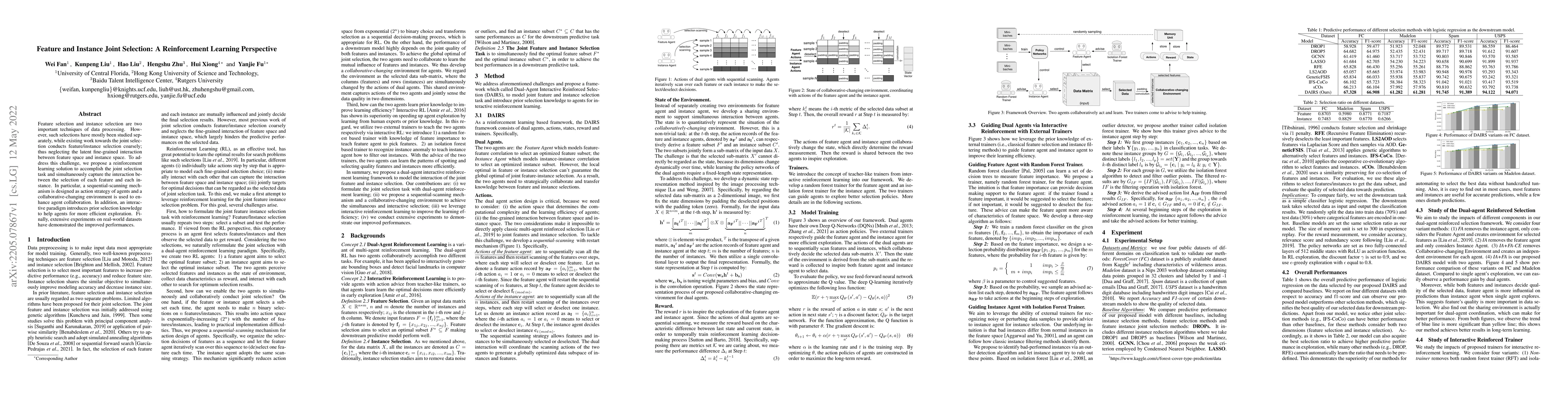 Thumbnail for Feature and Instance Joint Selection: A Reinforcement Learning
  Perspective