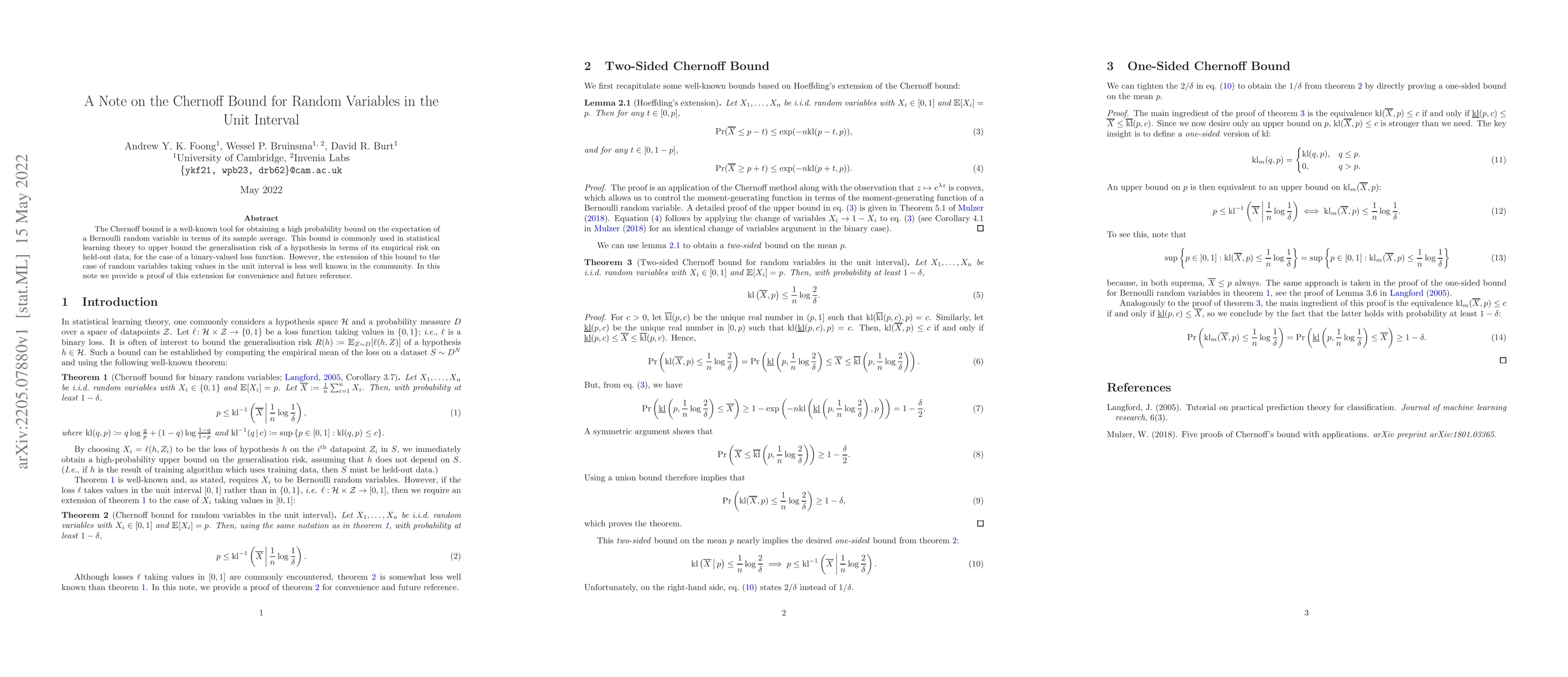 Thumbnail for A Note on the Chernoff Bound for Random Variables in the Unit Interval
