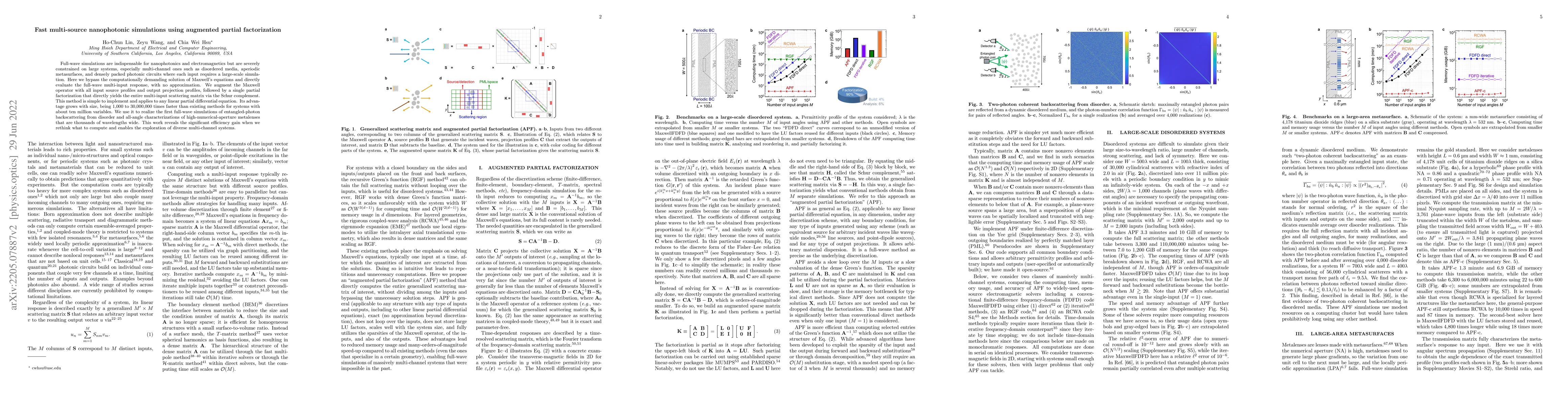 Thumbnail for Fast multi-source nanophotonic simulations using augmented partial
  factorization