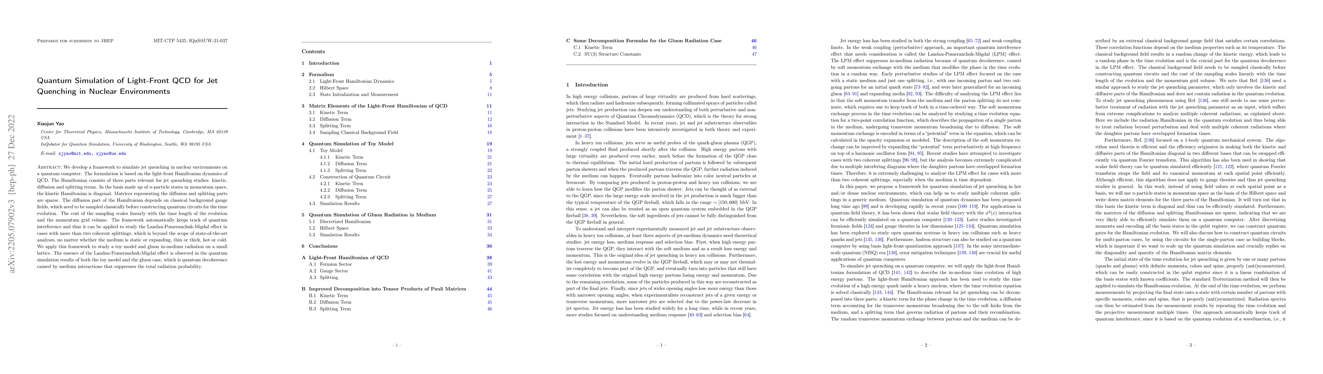 Thumbnail for Quantum Simulation of Light-Front QCD for Jet Quenching in Nuclear
  Environments