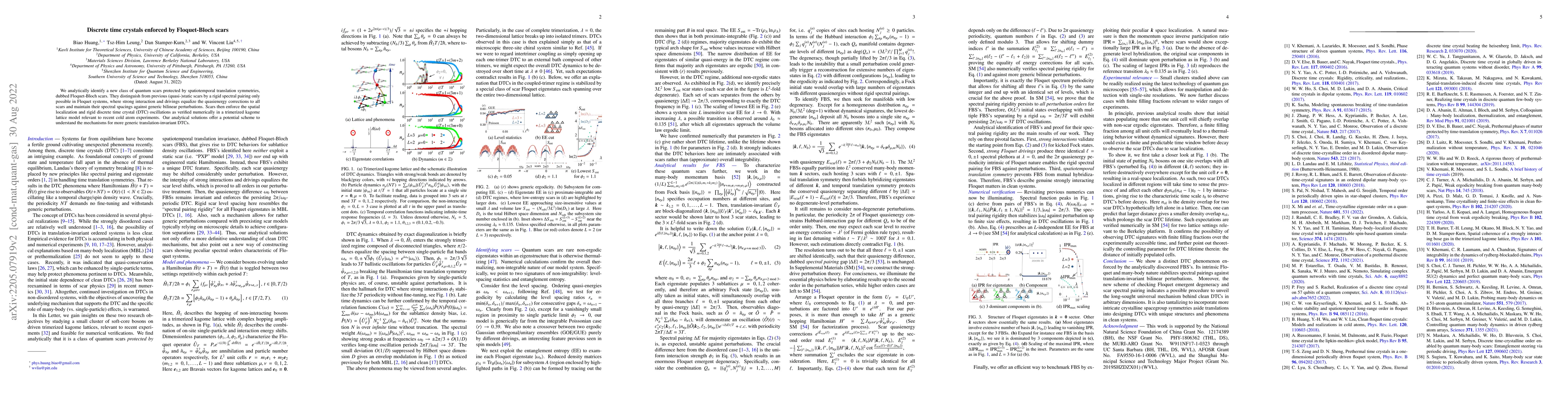 Thumbnail for Discrete time crystals enforced by Floquet-Bloch scars