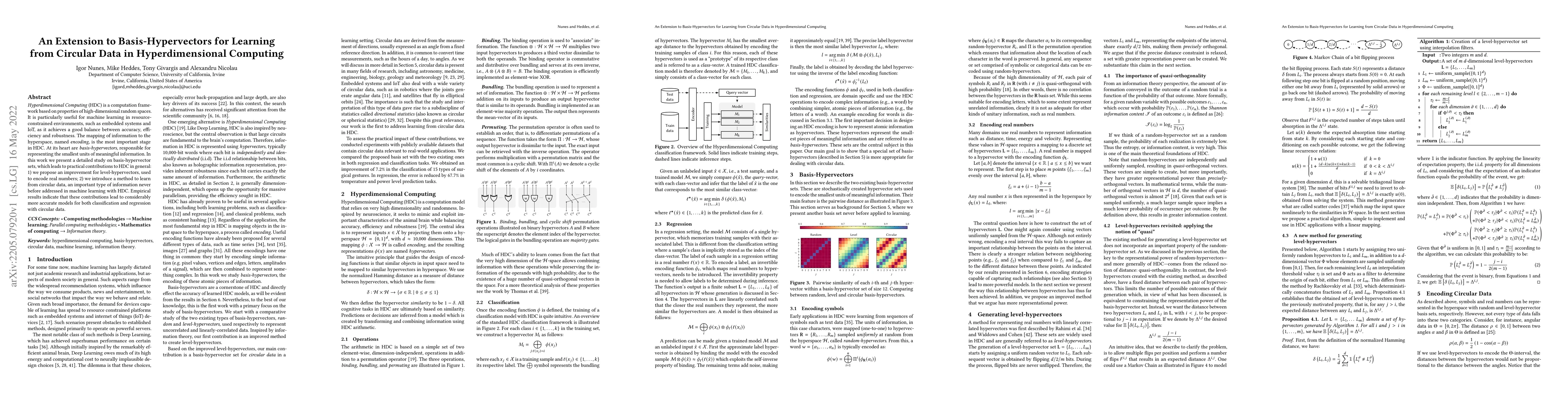 Thumbnail for An Extension to Basis-Hypervectors for Learning from Circular Data in
  Hyperdimensional Computing