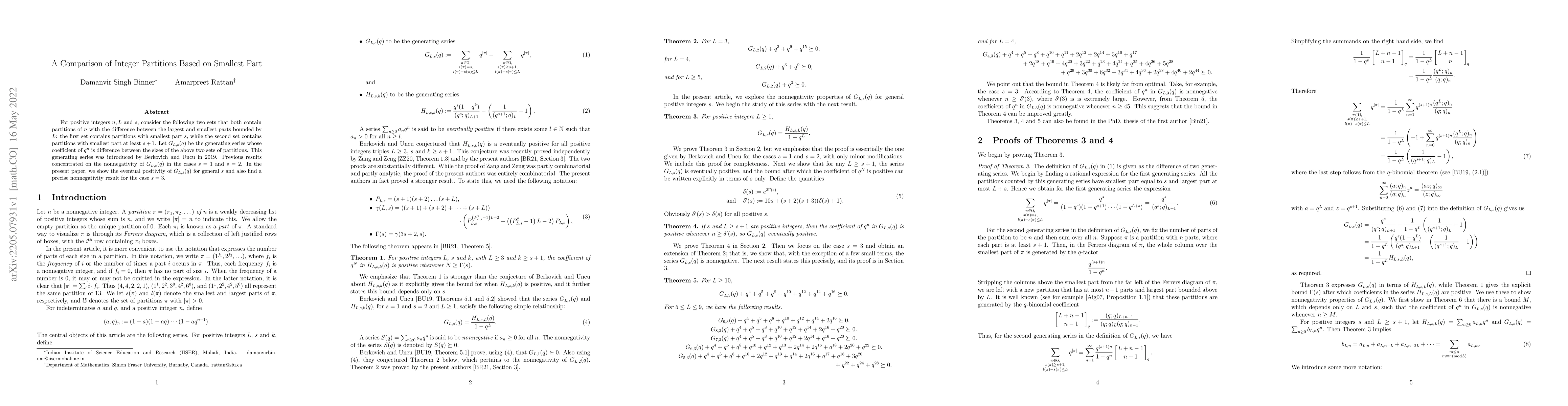 Thumbnail for A Comparison of Integer Partitions Based on Smallest Part