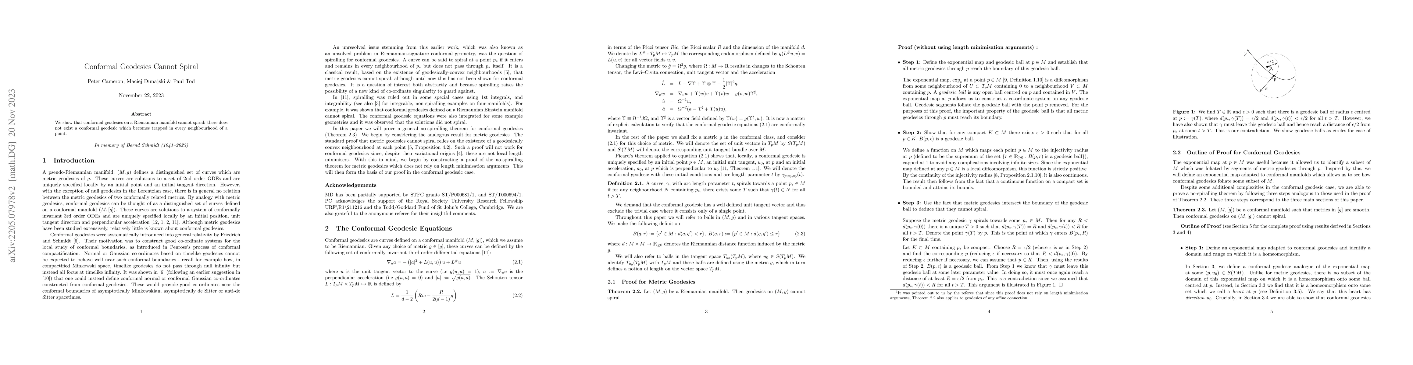 Thumbnail for Conformal Geodesics Cannot Spiral