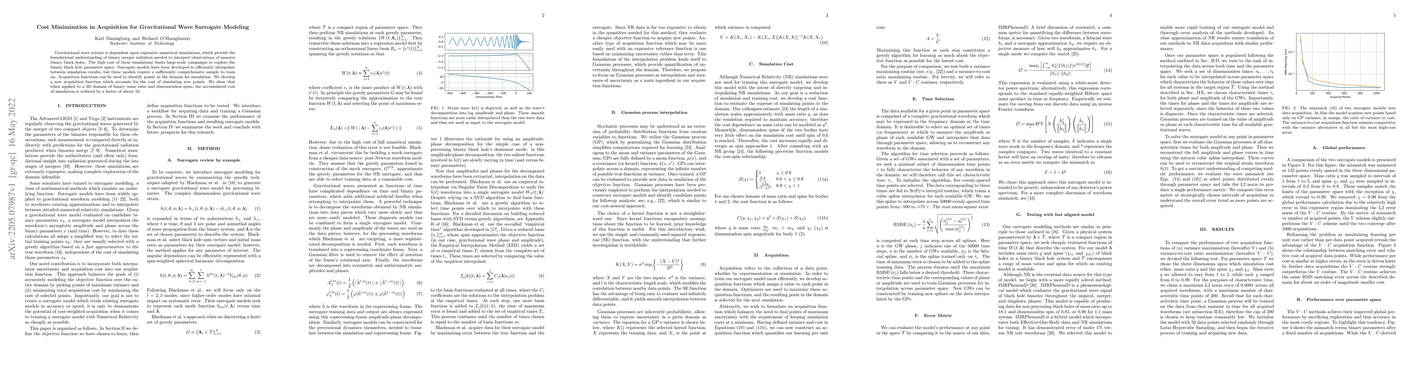 Thumbnail for Cost Minimization in Acquisition for Gravitational Wave Surrogate
  Modeling