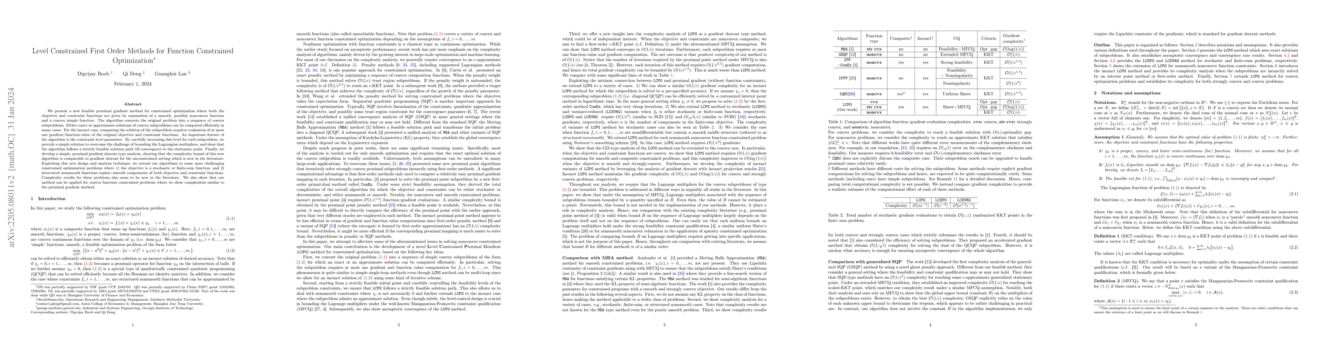 Thumbnail for Level Constrained First Order Methods for Function Constrained
  Optimization