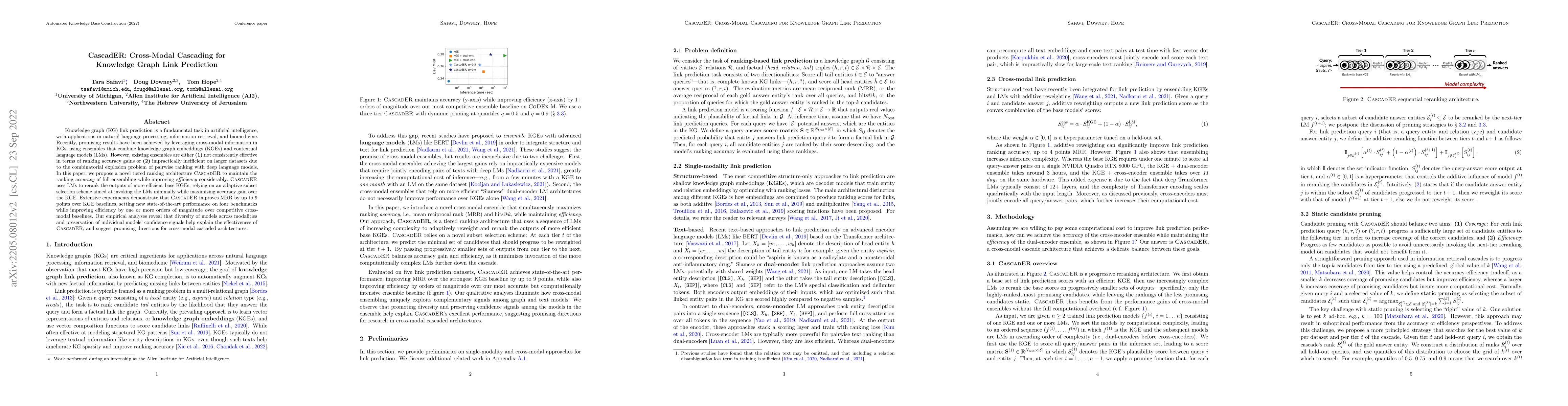 Thumbnail for CascadER: Cross-Modal Cascading for Knowledge Graph Link Prediction
