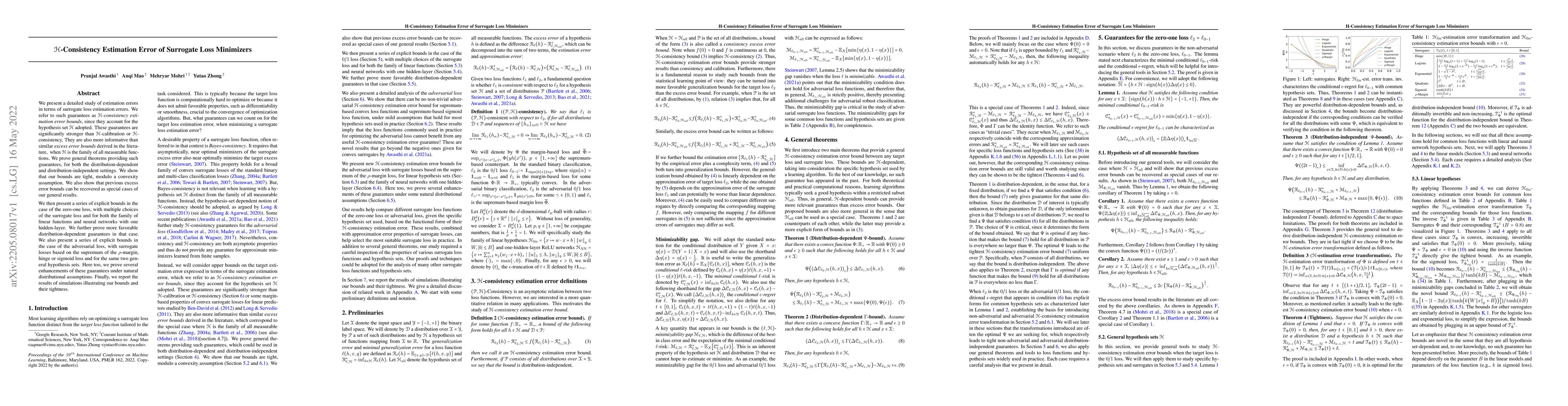 Thumbnail for $\mathscr{H}$-Consistency Estimation Error of Surrogate Loss Minimizers