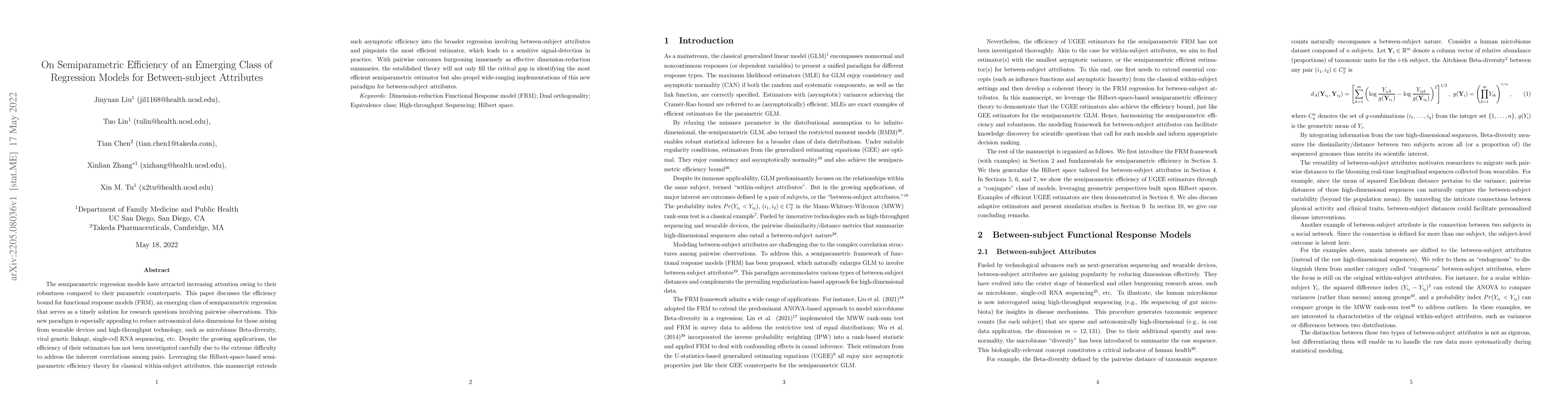 Thumbnail for On Semiparametric Efficiency of an Emerging Class of Regression Models
  for Between-subject Attributes