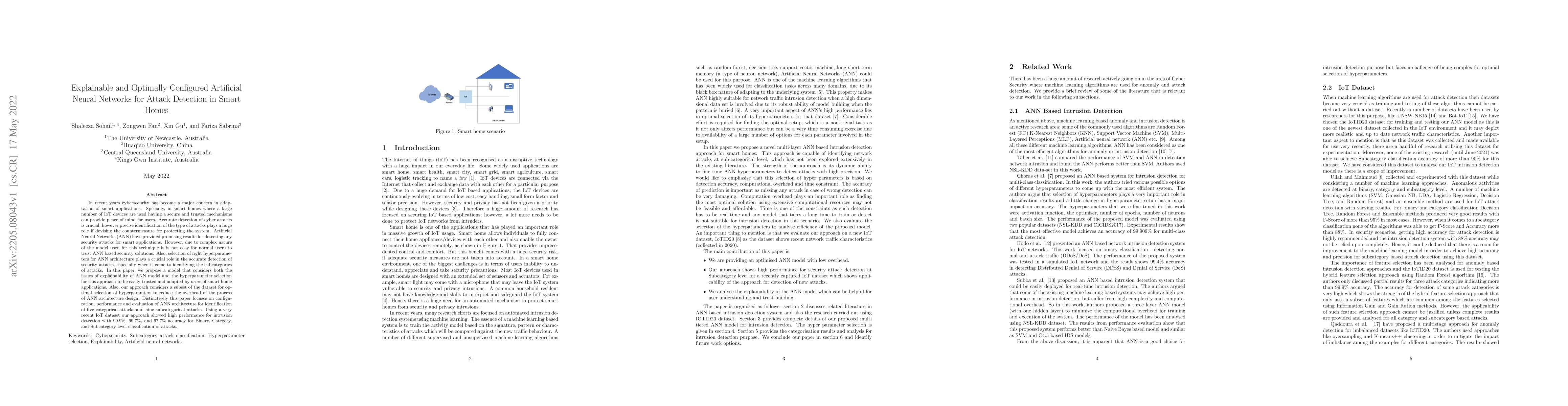 Thumbnail for Explainable and Optimally Configured Artificial Neural Networks for
  Attack Detection in Smart Homes