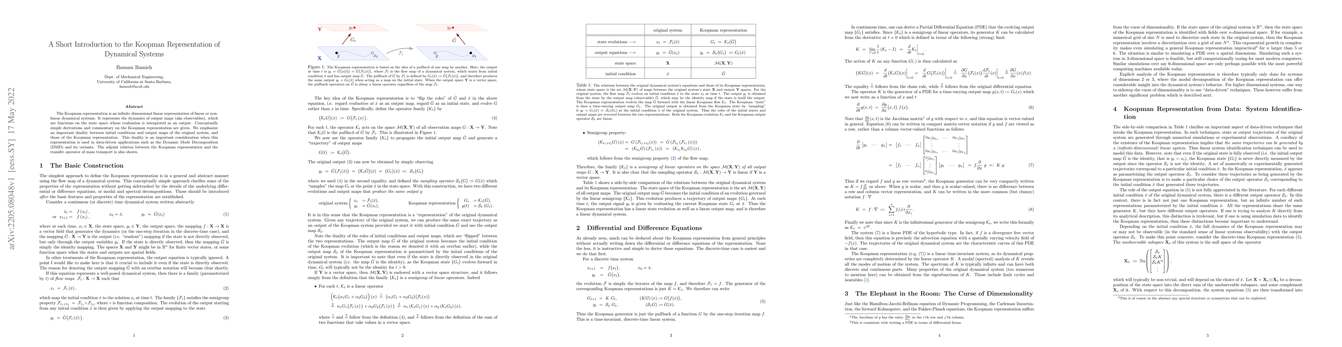 Thumbnail for A Short Introduction to the Koopman Representation of Dynamical Systems