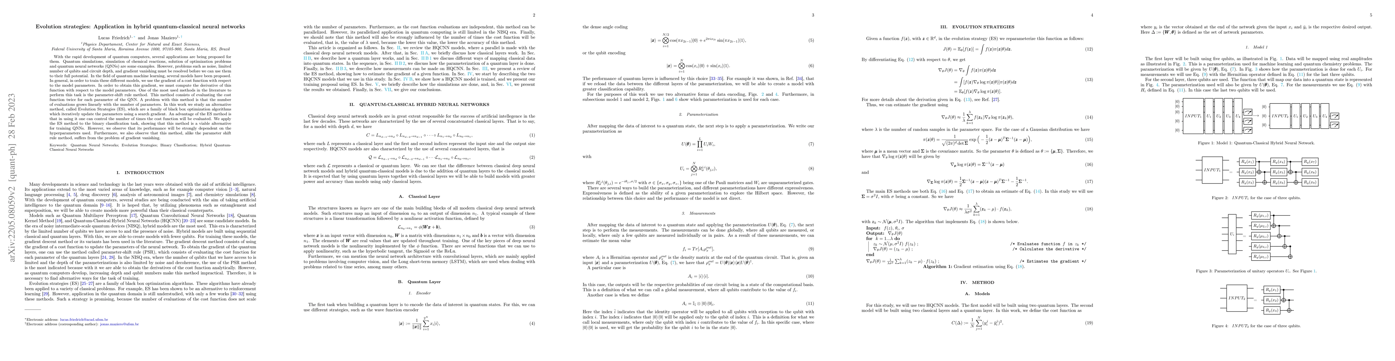 Thumbnail for Evolution strategies: Application in hybrid quantum-classical neural
  networks