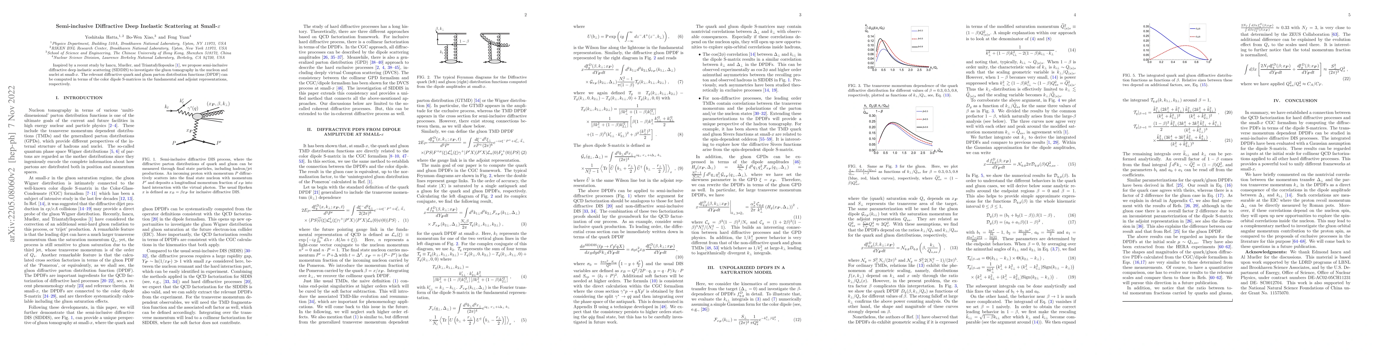Thumbnail for Semi-inclusive Diffractive Deep Inelastic Scattering at Small-$x$