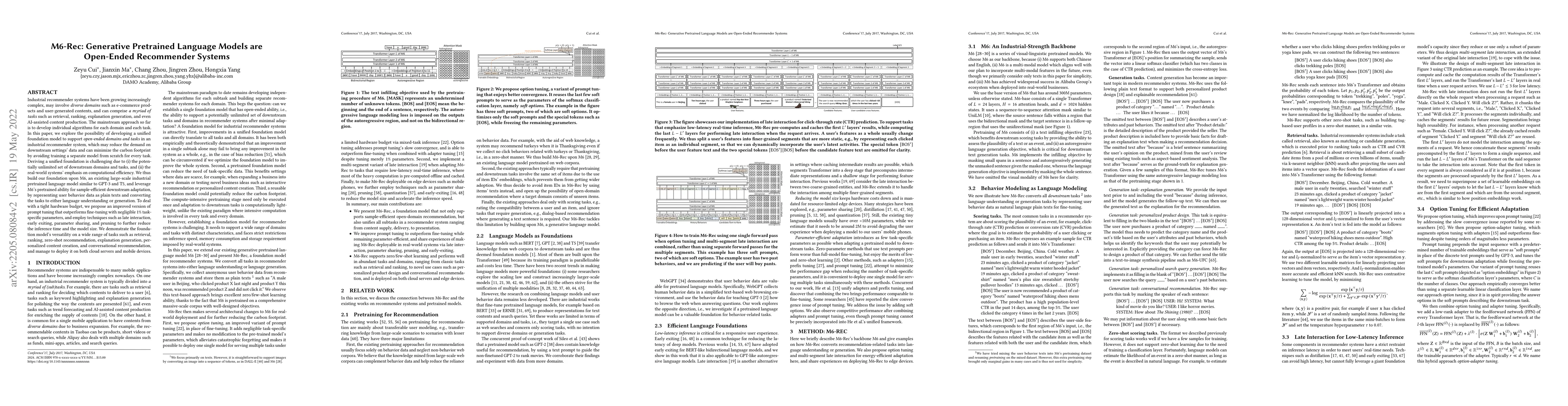 Thumbnail for M6-Rec: Generative Pretrained Language Models are Open-Ended Recommender
  Systems