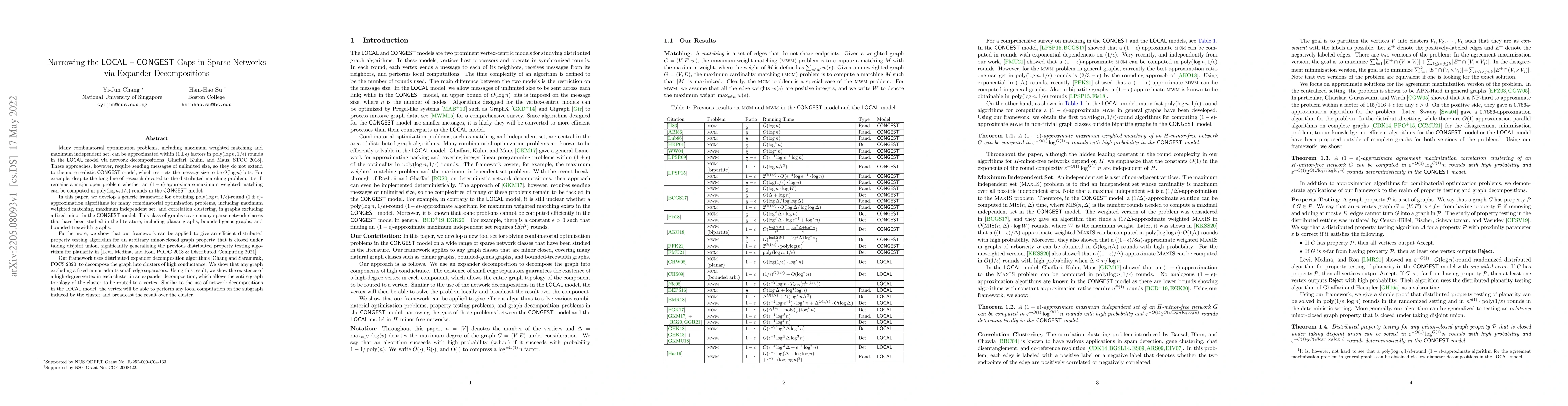 Thumbnail for Narrowing the LOCAL$\unicode{x2013}$CONGEST Gaps in Sparse Networks via
  Expander Decompositions