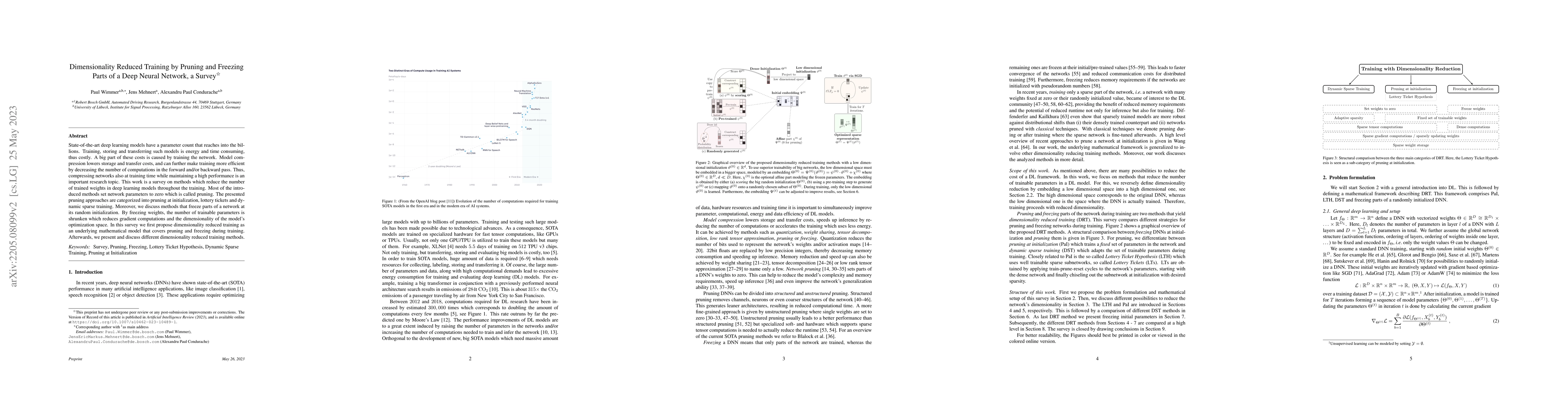 Thumbnail for Dimensionality Reduced Training by Pruning and Freezing Parts of a Deep
  Neural Network, a Survey