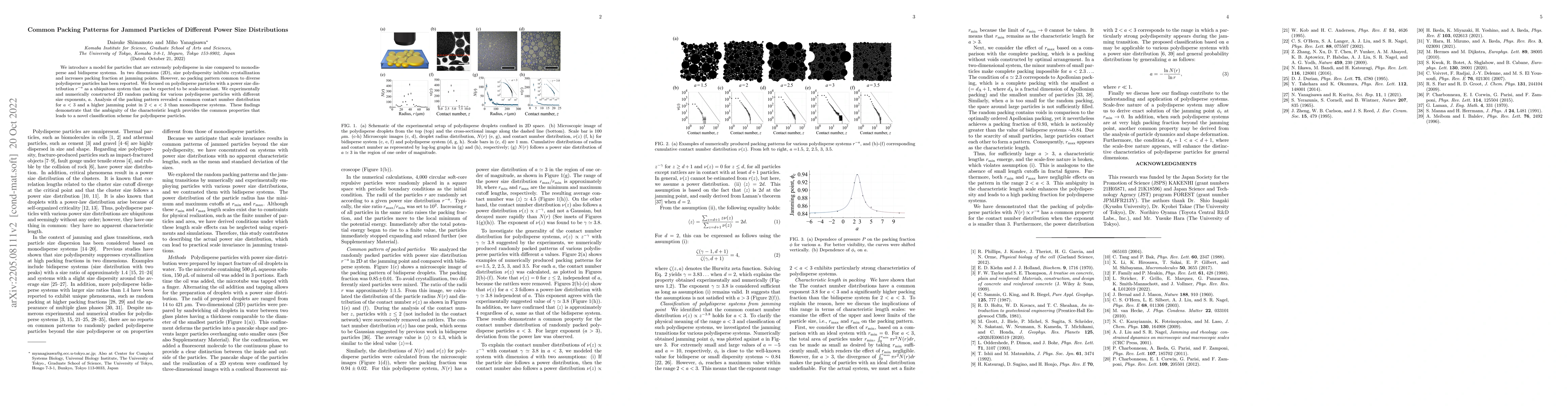 Thumbnail for Common Packing Patterns for Jammed Particles of Different Power Size
  Distributions