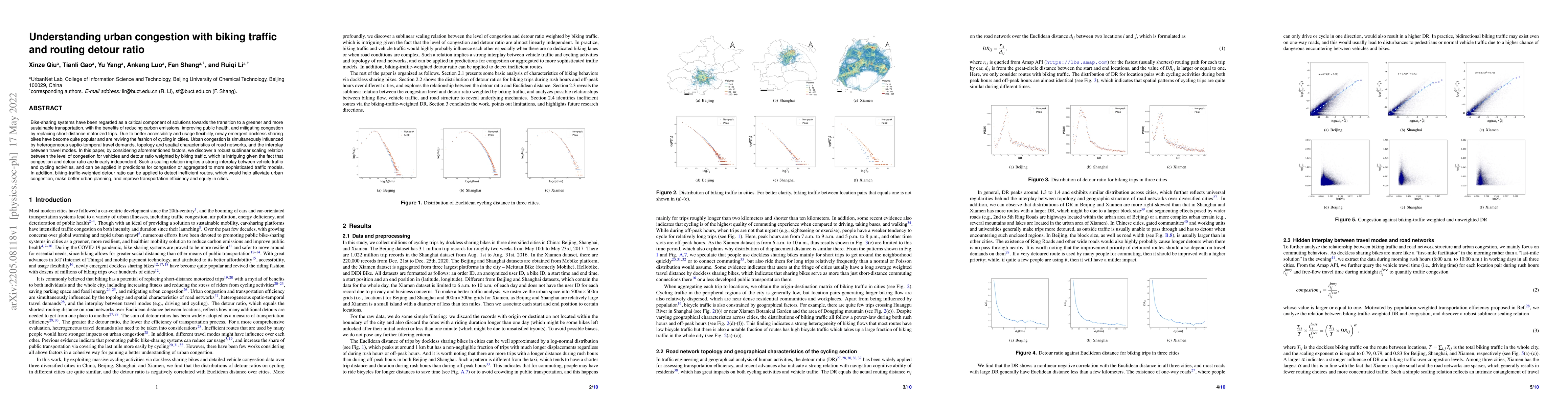 Thumbnail for Understanding urban congestion with biking traffic and routing detour
  ratio