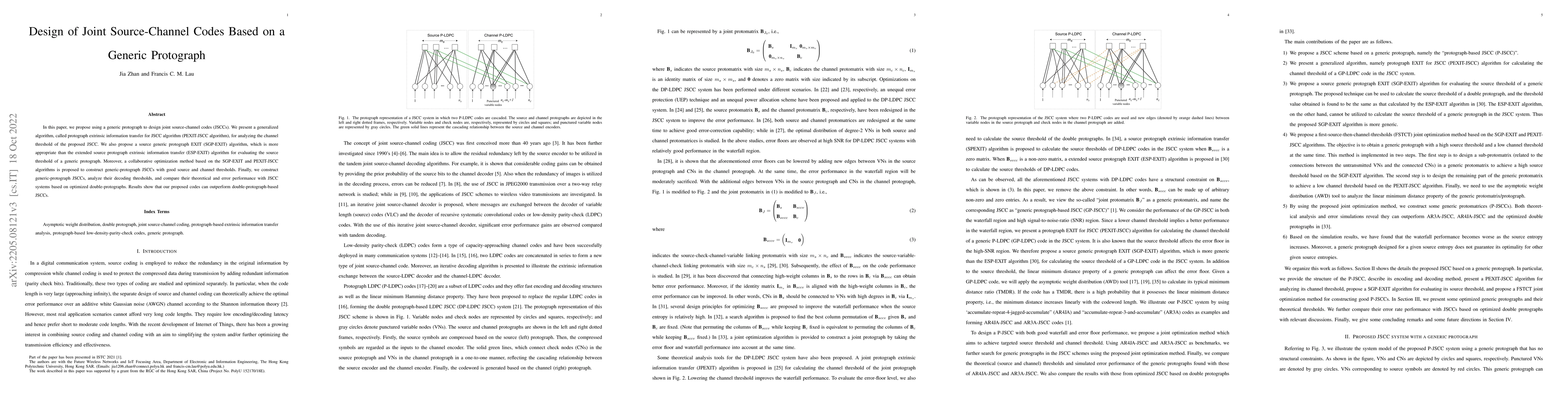 Thumbnail for Design of Joint Source-Channel Codes Based on a Generic Protograph