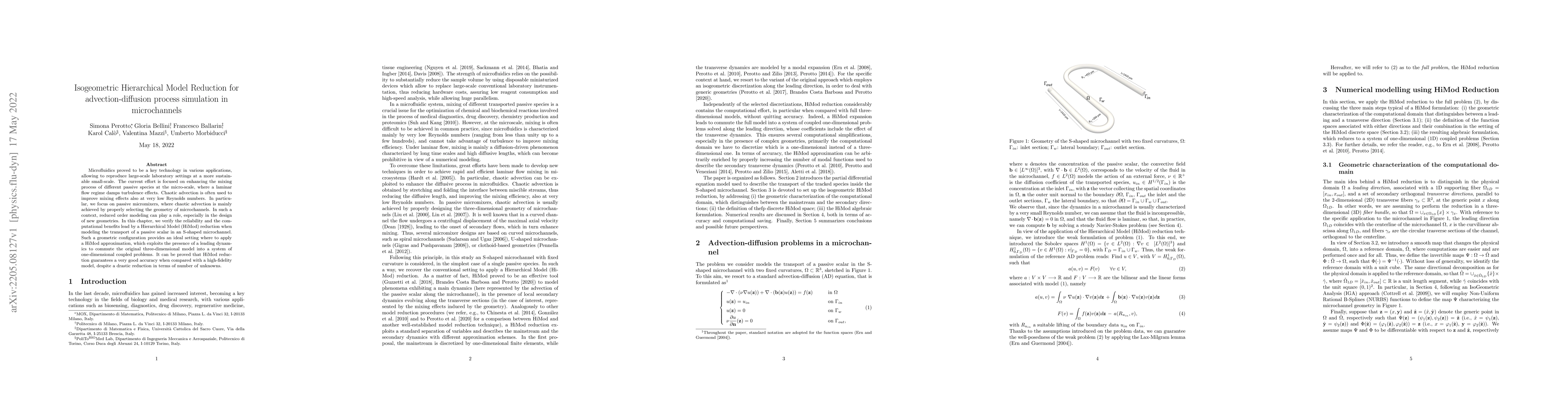 Thumbnail for Isogeometric Hierarchical Model Reduction for advection-diffusion
  process simulation in microchannels