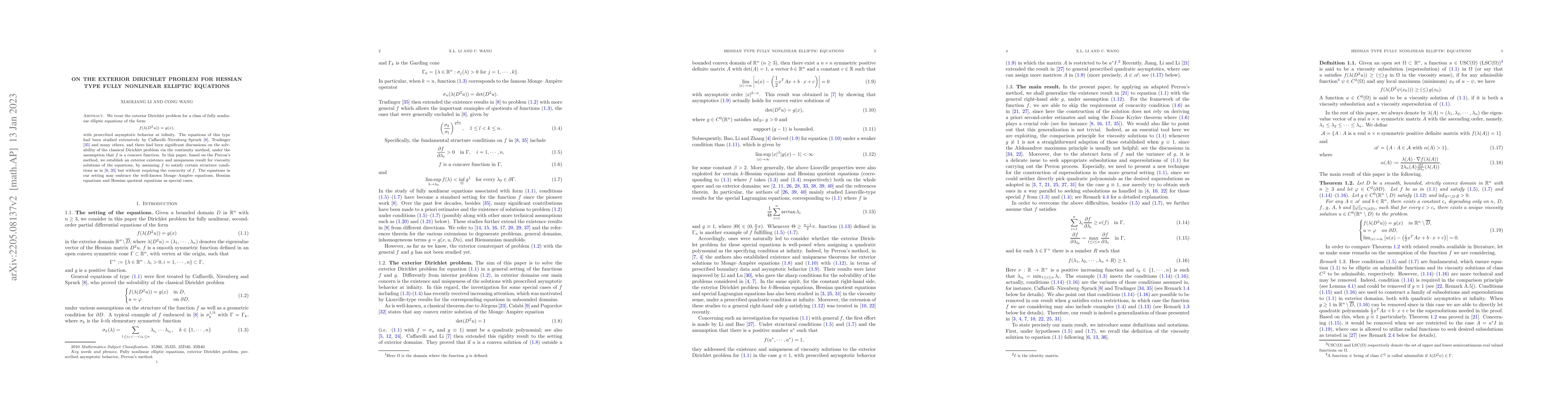 Thumbnail for On the exterior Dirichlet problem for Hessian type fully nonlinear
  elliptic equations