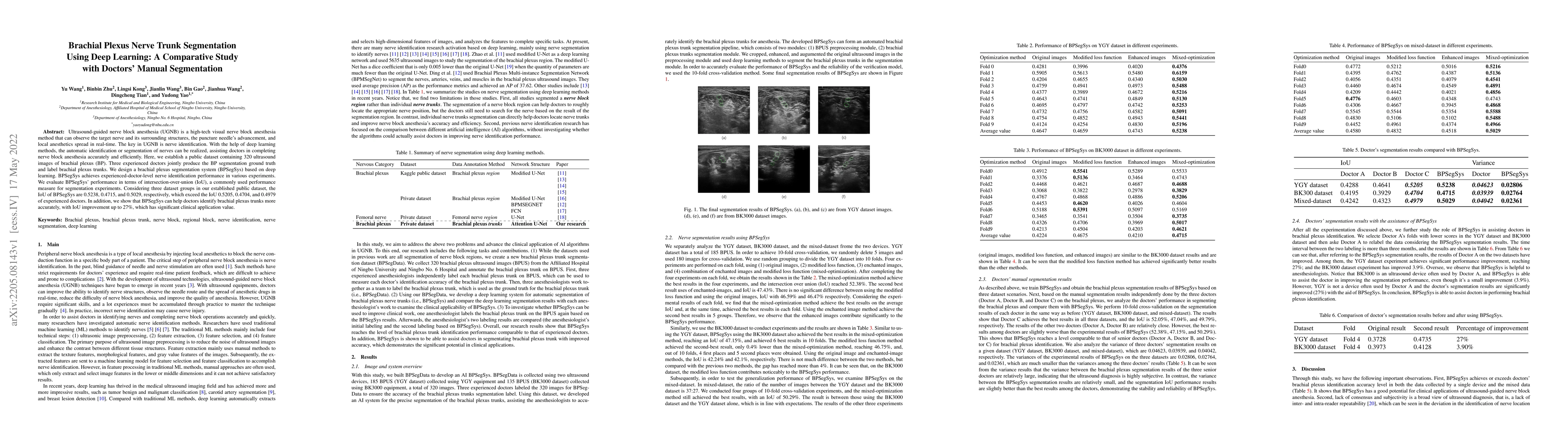 Thumbnail for Brachial Plexus Nerve Trunk Segmentation Using Deep Learning: A
  Comparative Study with Doctors' Manual Segmentation