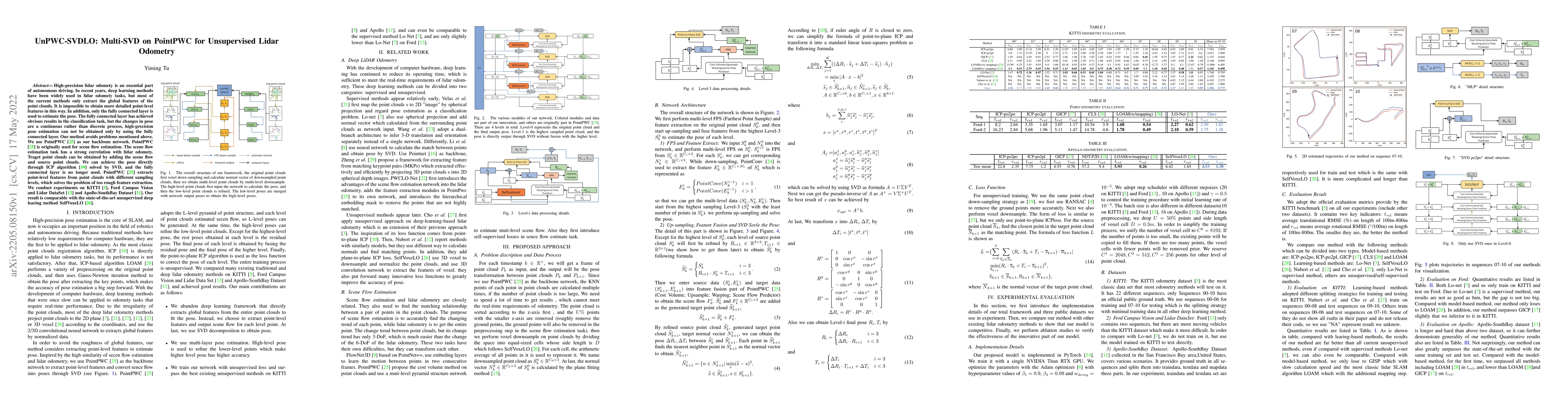 Thumbnail for UnPWC-SVDLO: Multi-SVD on PointPWC for Unsupervised Lidar Odometry