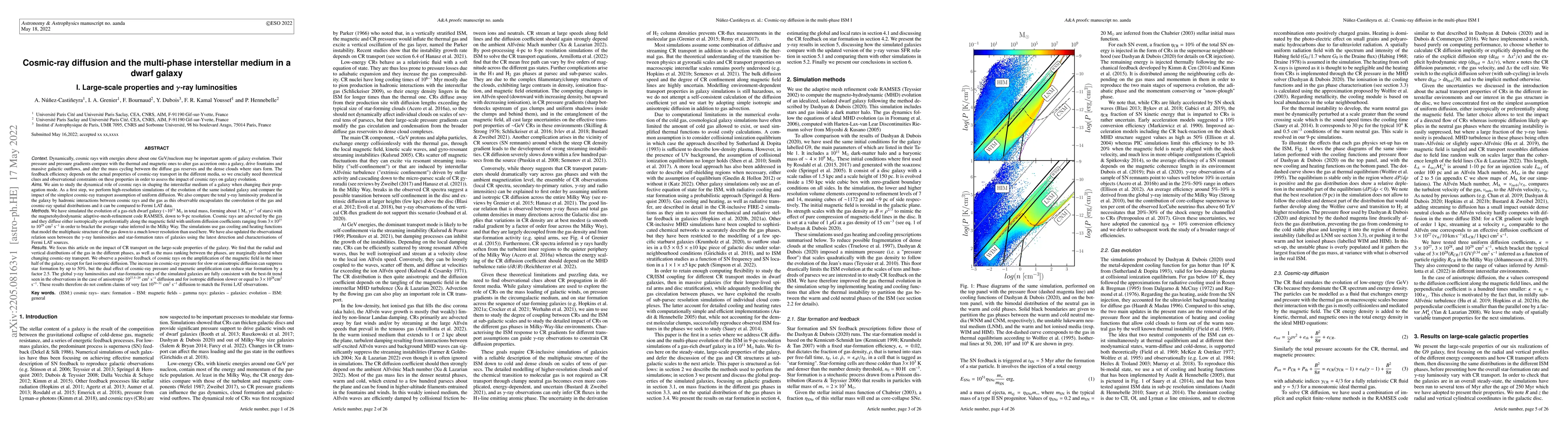 Thumbnail for Cosmic-ray diffusion and the multi-phase interstellar medium in a dwarf
  galaxy. I. Large-scale properties and $\gamma$-ray luminosities