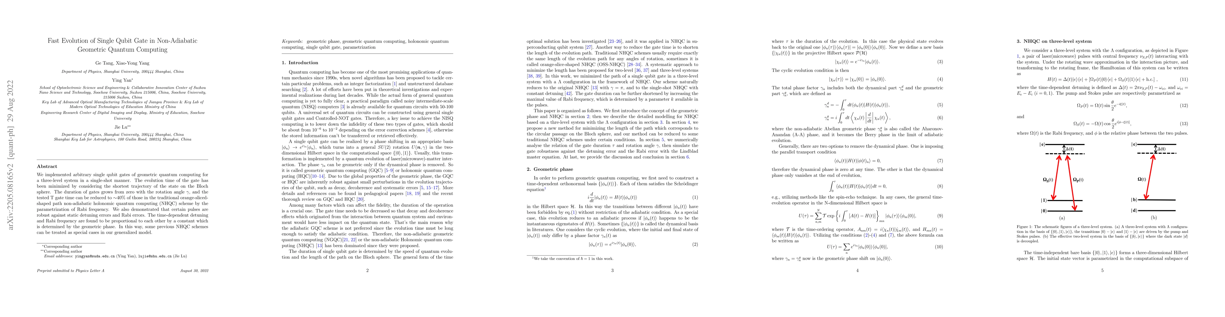 Thumbnail for Fast Evolution of Single Qubit Gate in Non-Adiabatic Geometric Quantum
  Computing