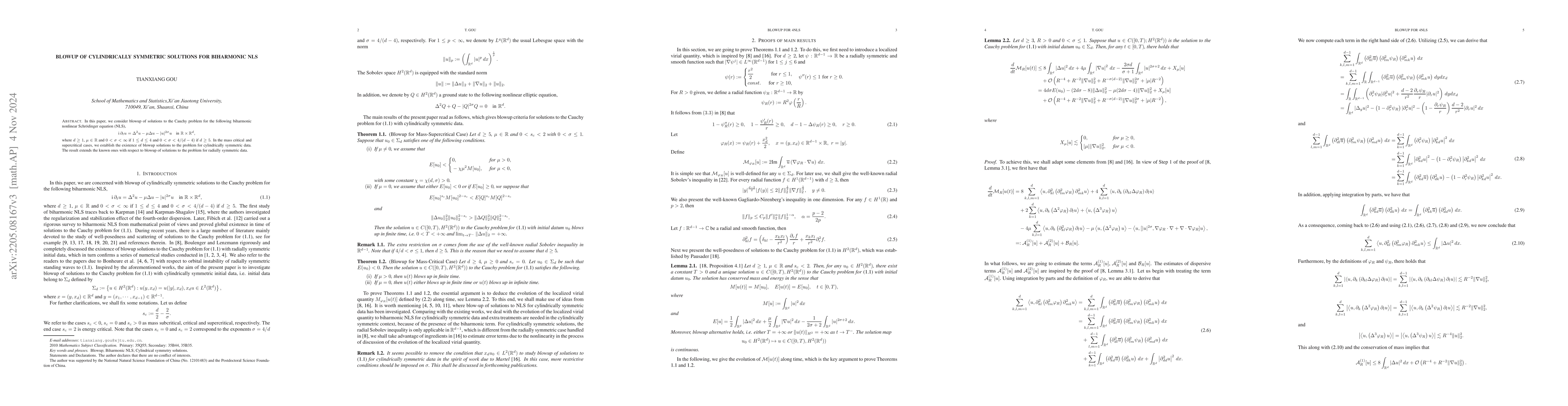 Thumbnail for Blowup of cylindrically symmetric solutions for biharmonic NLS