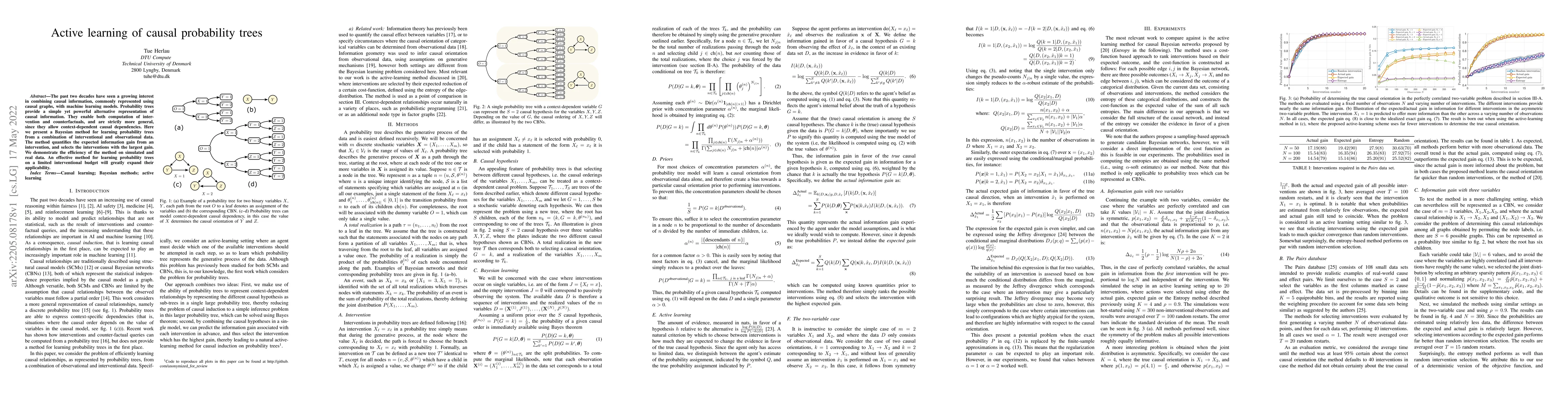 Thumbnail for Active learning of causal probability trees