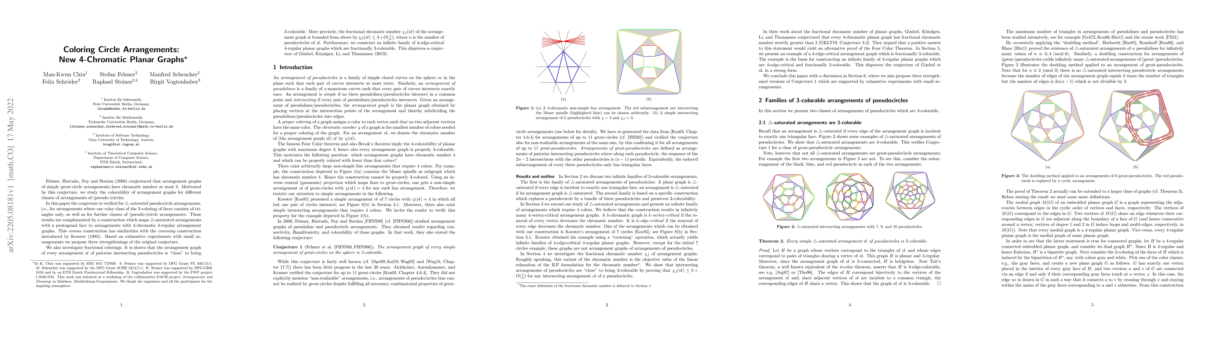 Thumbnail for Coloring circle arrangements: New $4$-chromatic planar graphs