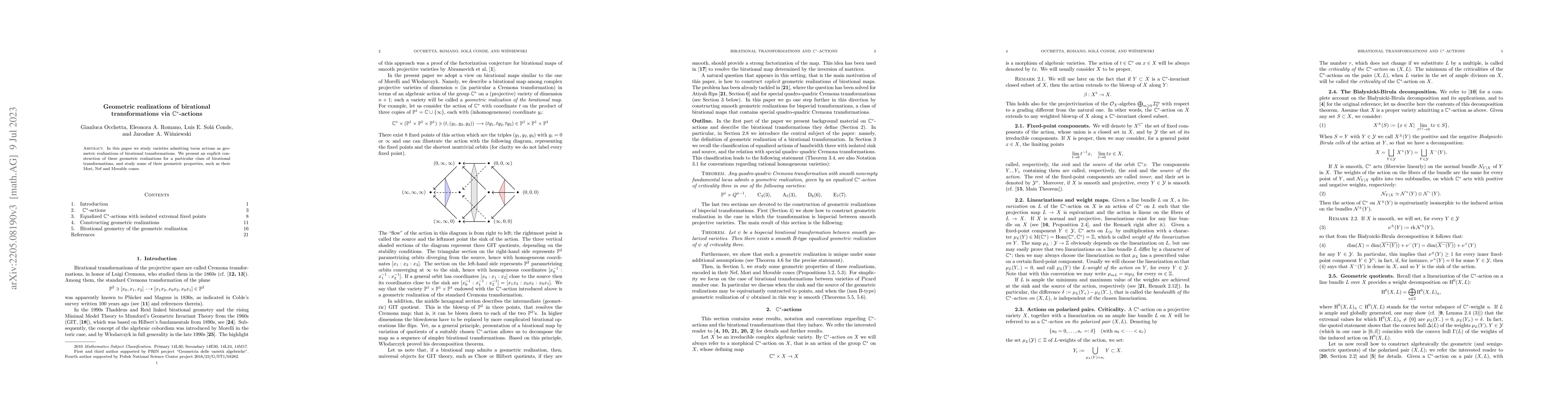Thumbnail for Geometric realizations of birational transformations via
  $\mathbb{C}^*$-actions