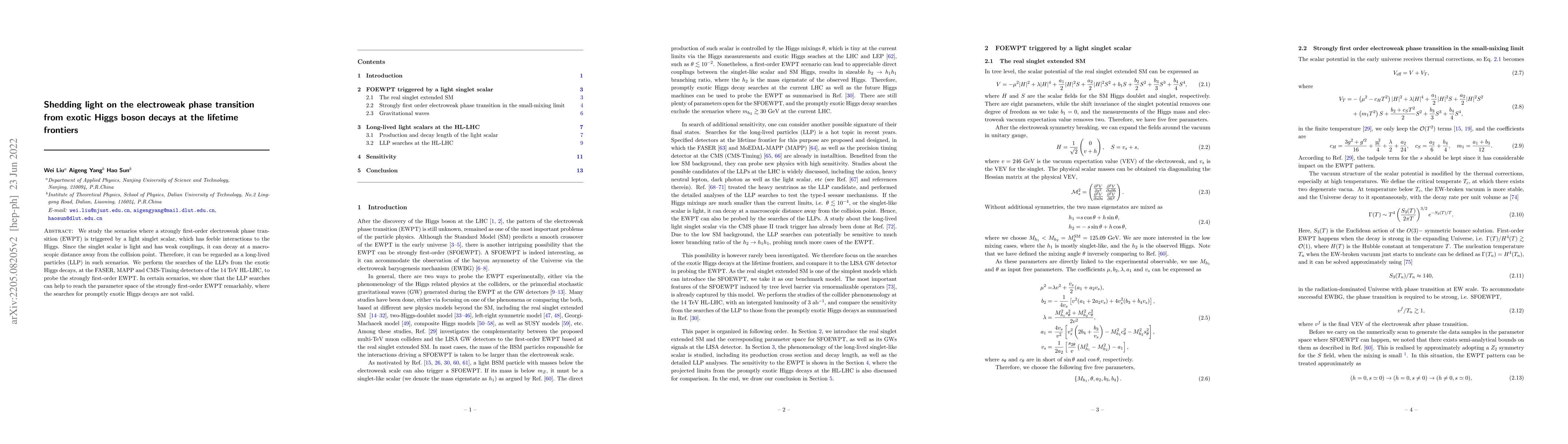 Thumbnail for Shedding light on the electroweak phase transition from exotic Higgs
  boson decays at the lifetime frontiers