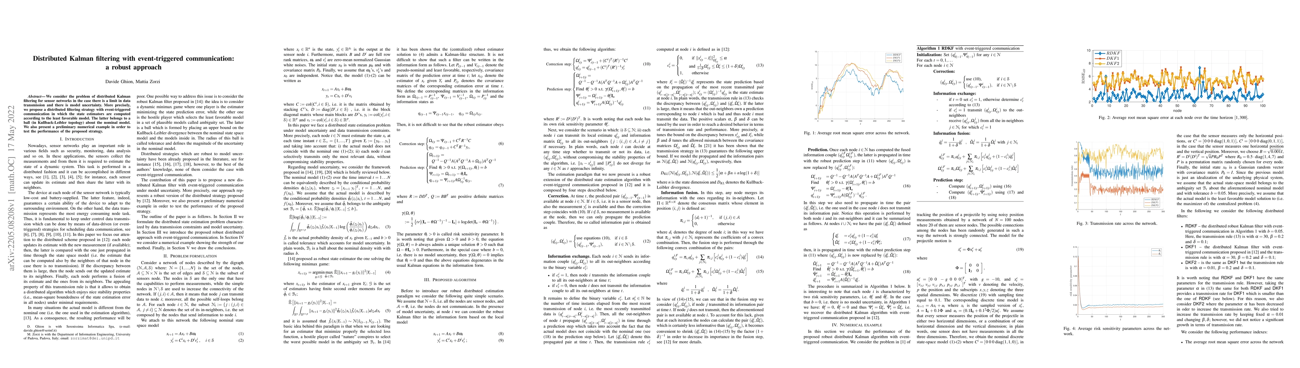 Thumbnail for Distributed Kalman filtering with event-triggered communication: a
  robust approach