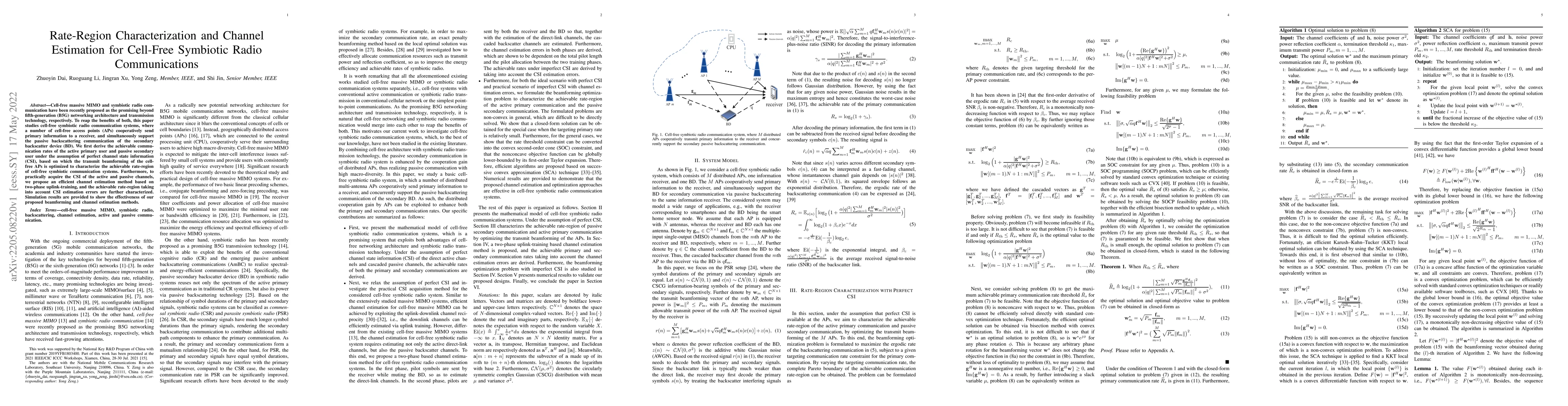 Thumbnail for Rate-Region Characterization and Channel Estimation for Cell-Free
  Symbiotic Radio Communications