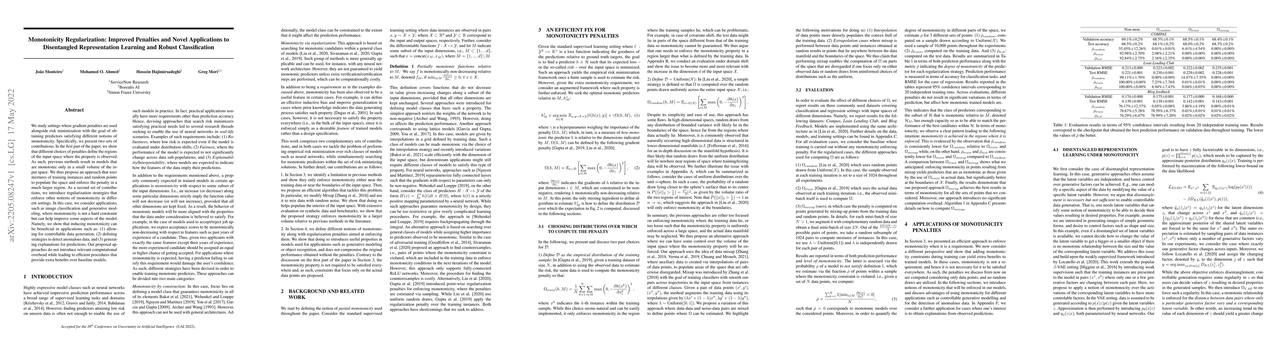 Thumbnail for Monotonicity Regularization: Improved Penalties and Novel Applications
  to Disentangled Representation Learning and Robust Classification
