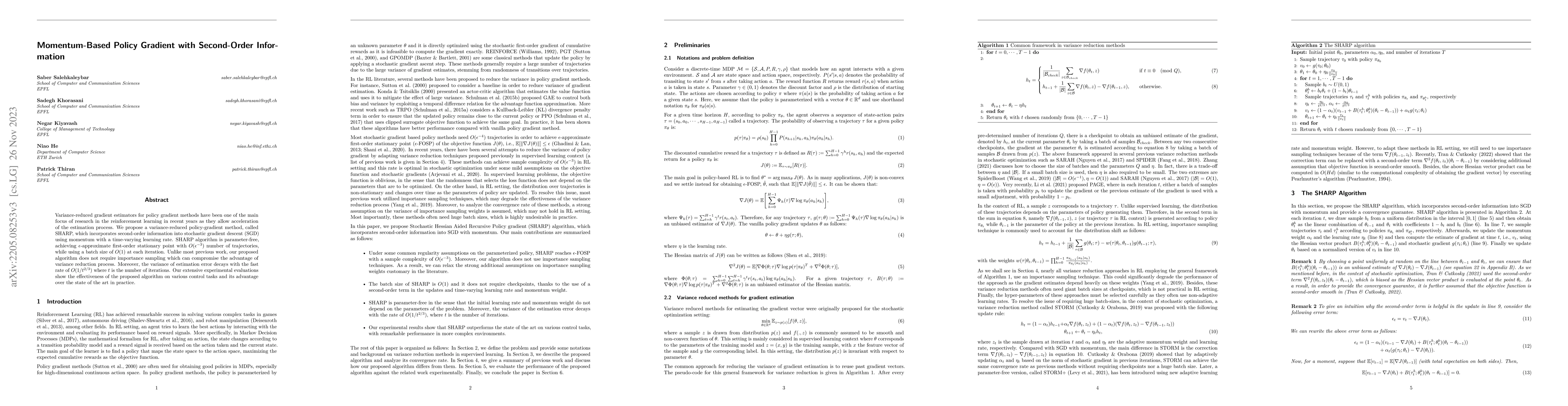 Thumbnail for Momentum-Based Policy Gradient with Second-Order Information