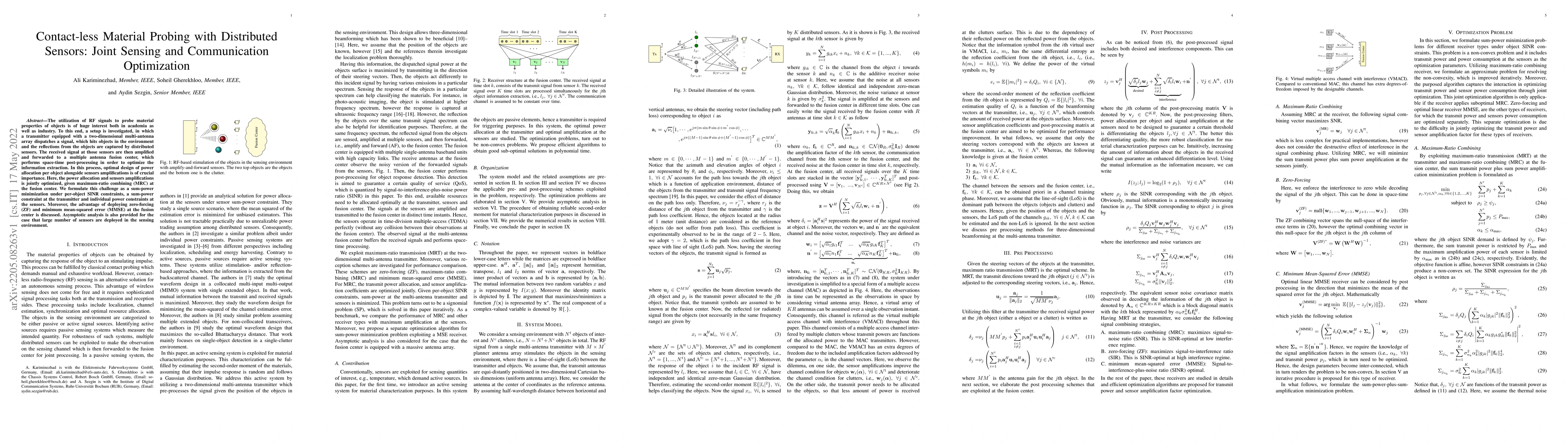 Thumbnail for Contact-less Material Probing with Distributed Sensors: Joint Sensing
  and Communication Optimization