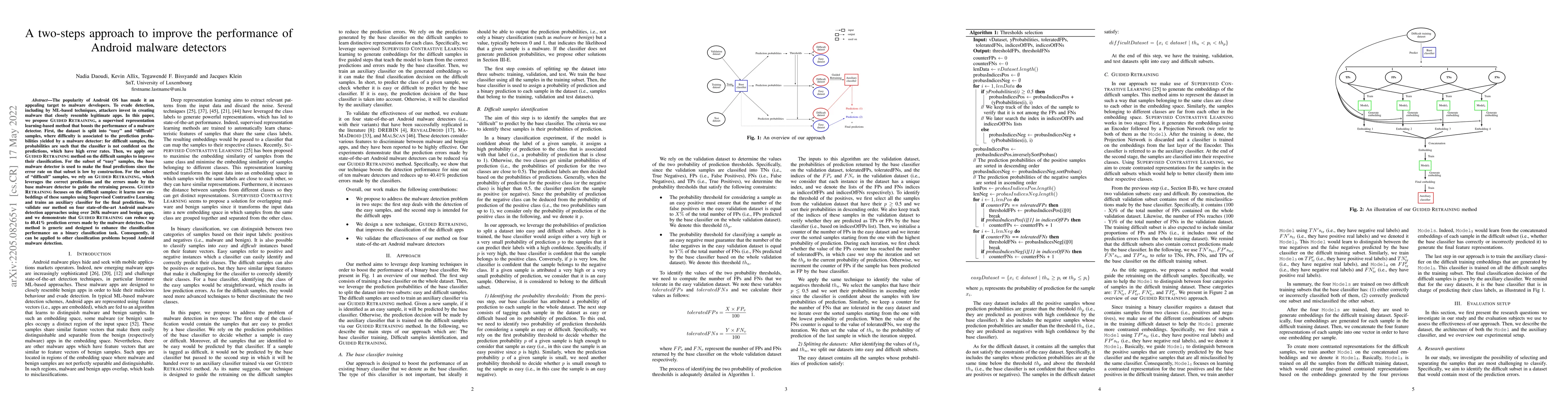 Thumbnail for A two-steps approach to improve the performance of Android malware
  detectors