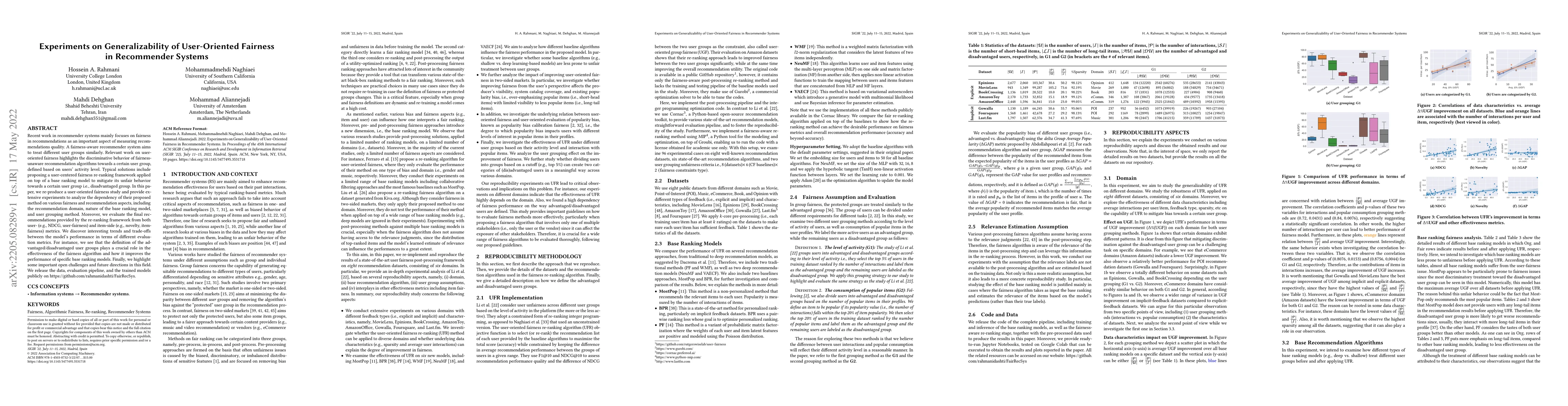 Thumbnail for Experiments on Generalizability of User-Oriented Fairness in Recommender
  Systems