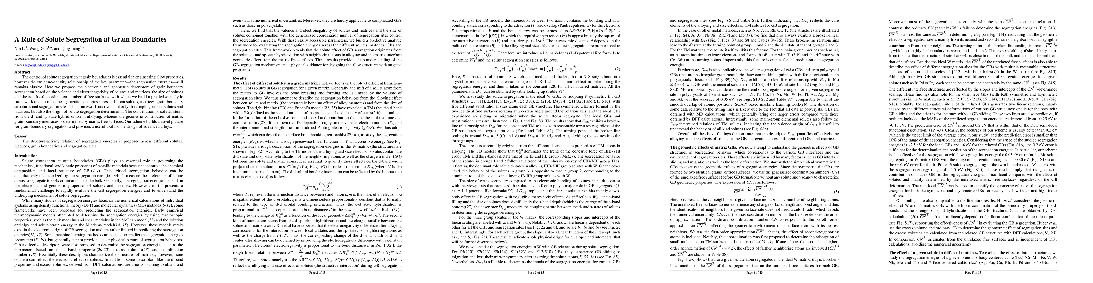 Thumbnail for A Rule of Solute Segregation at Grain Boundaries