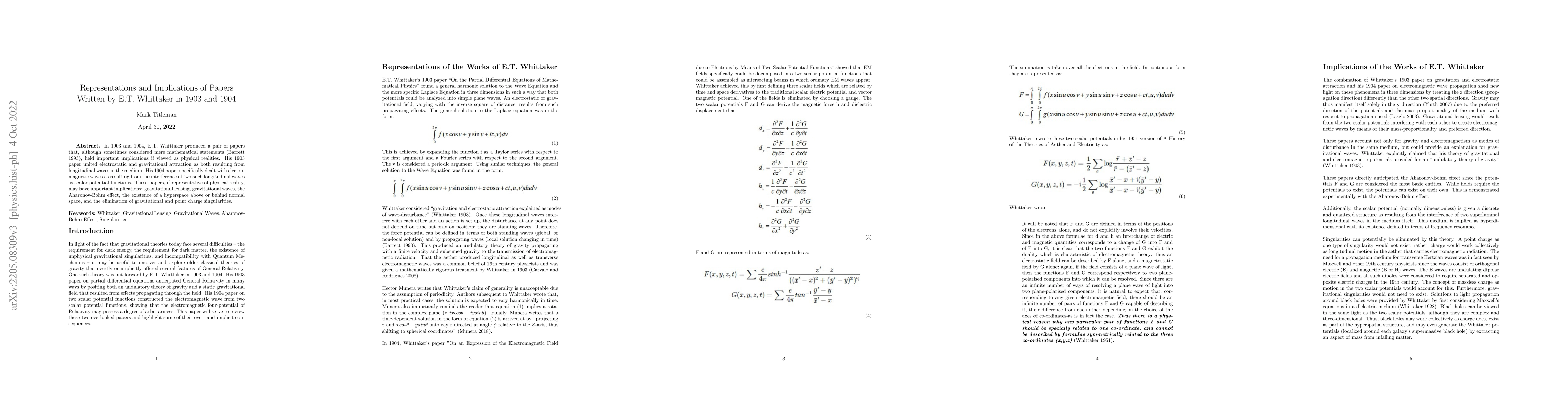 Thumbnail for Representations and Implications of Papers Written by E.T. Whittaker in
  1903 and 1904
