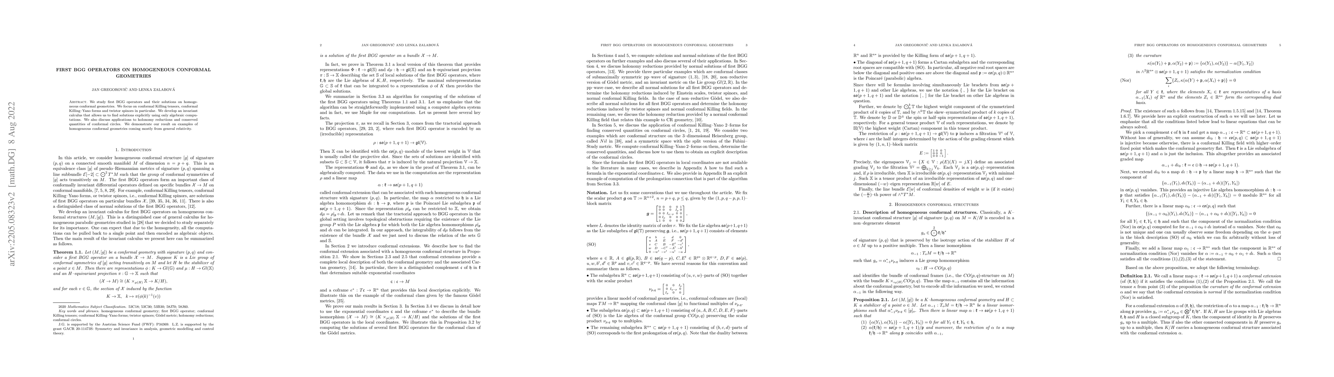 Thumbnail for First BGG operators on homogeneous conformal geometries