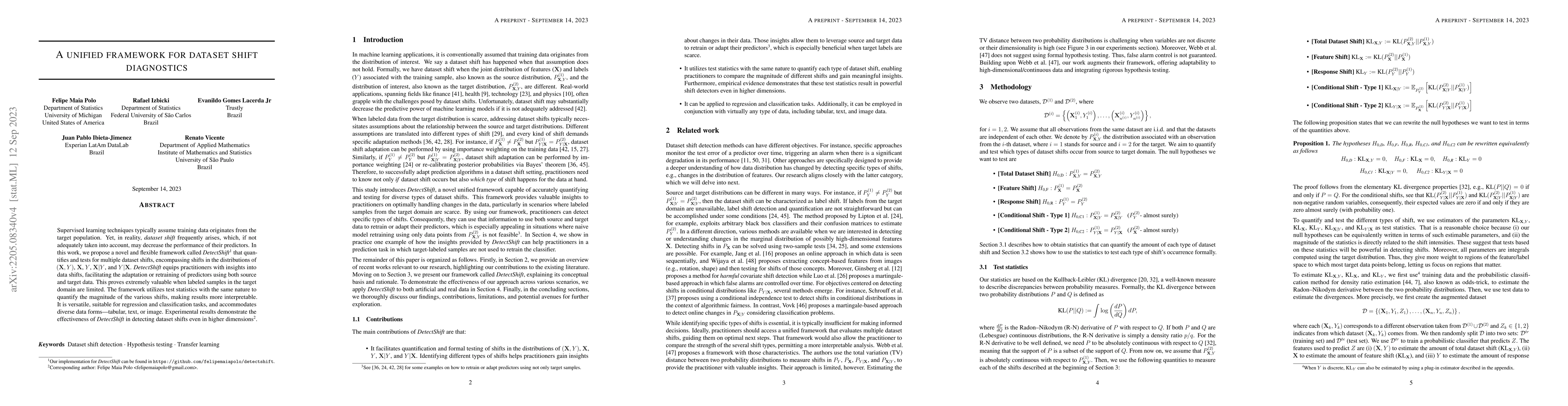 Thumbnail for A unified framework for dataset shift diagnostics