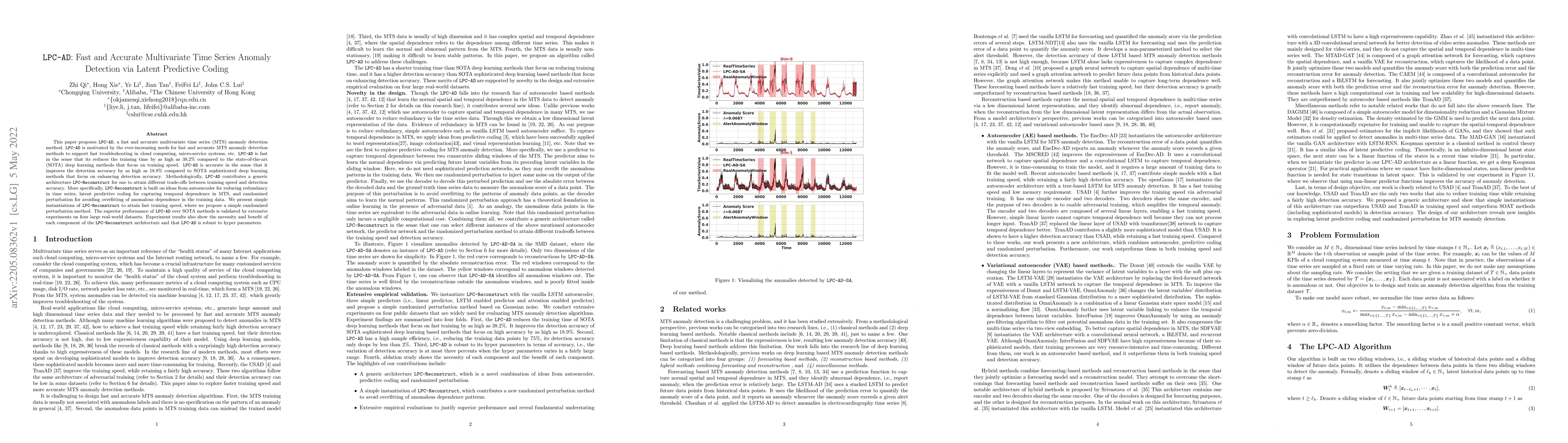 Thumbnail for LPC-AD: Fast and Accurate Multivariate Time Series Anomaly Detection via
  Latent Predictive Coding