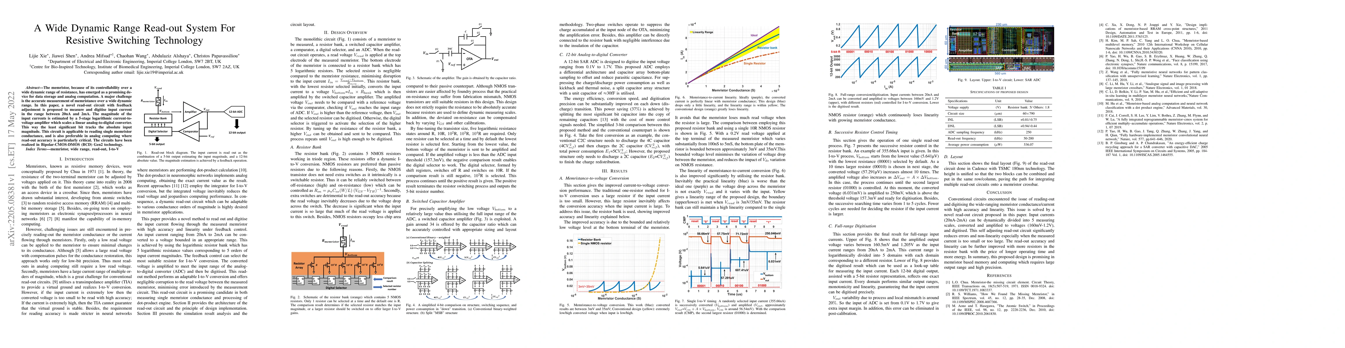 Thumbnail for A Wide Dynamic Range Read-out System For Resistive Switching Technology