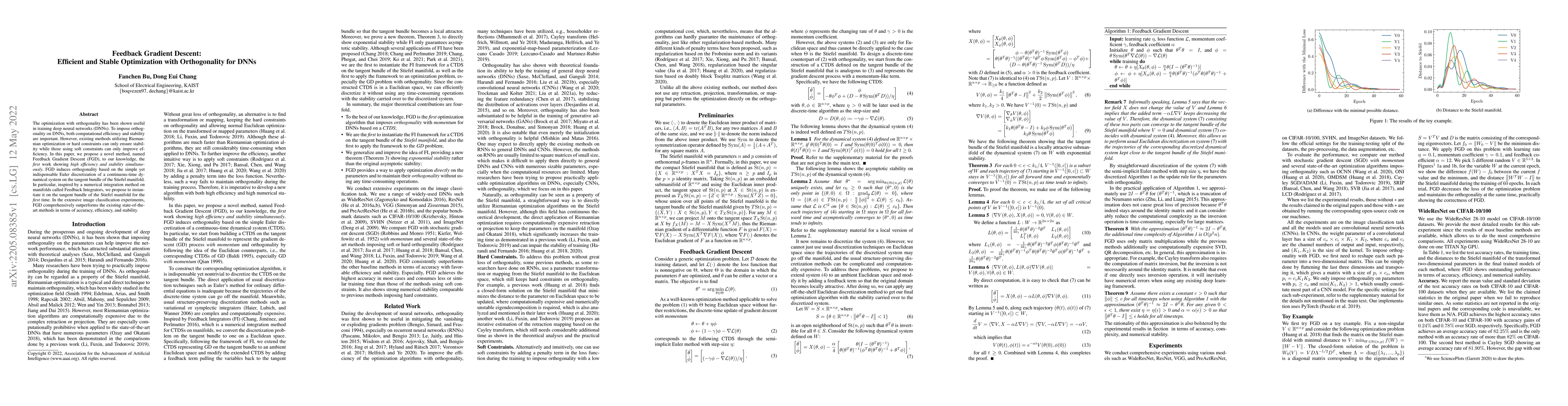 Thumbnail for Feedback Gradient Descent: Efficient and Stable Optimization with
  Orthogonality for DNNs